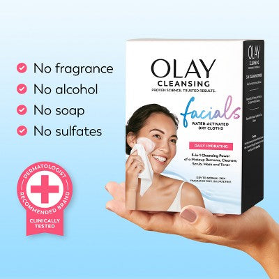 Olay Daily Facials Hydrating Cleansing Cloths Scented 66ct - Imperfect Box