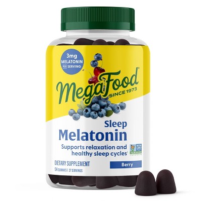 MegaFood 3mg Melatonin Gummies for Adults Sleep Gummies Berry 54ct - New