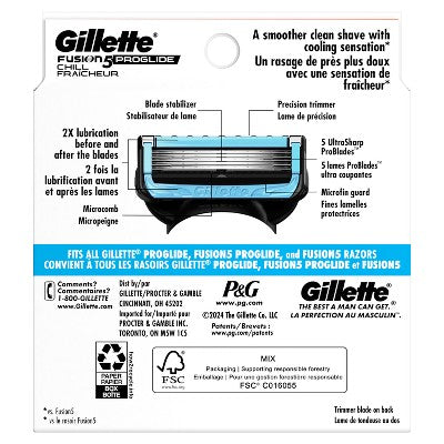 Gillette ProGlide Chill Razor Refills for Men 8 Blade Refills - New