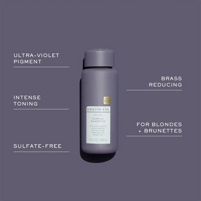 Kristin Ess Sulfate Free Purple Shampoo, Tones Brassiness for Blonde + Brunette Hair - 10 fl oz
