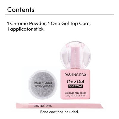Dashing Diva Chrome Powder Kit Silver Chrome 3ct - Imperfect Box