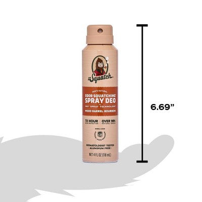 DR. SQUATCH Men's Deodorant Spray Natural Wood Barrel Bourbon 4 fl oz - New