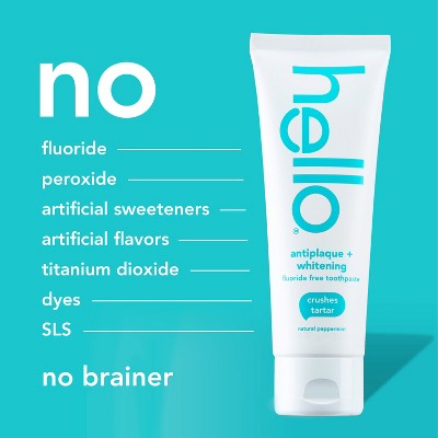 hello Antiplaque and Whitening Fluoride Free Toothpaste Natural Peppermint 5oz/2pk - Imperfect Box
