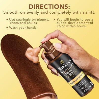 Jergens Glow Instant Moisturizing Self Tanner Tanning Foam Ultra Deep 6 fl oz - New