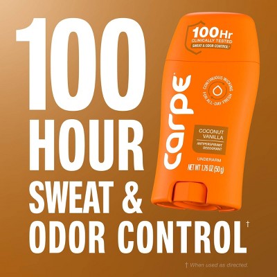 Carpe Women's 100HR Sweat & Odor Control Antiperspirant Deodorant Coconut Vanilla 1.76oz - New