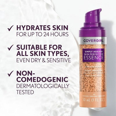 COVERGIRL Simply Ageless Skin Perfector Essence Vegan Foundation 70 Rich 1 fl oz - New