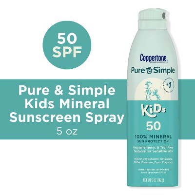 Coppertone Pure & Simple Kid's Sunscreen Spray SPF 50 5oz - Imperfect Container