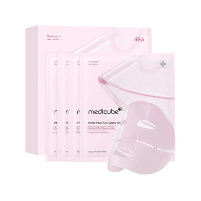 medicube PDRN Pink Collagen Gel Mask Korean Skincare Travel Size 0.98oz/4pk - Imperfect Box