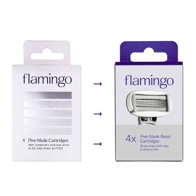 Flamingo Women's Razor Blade Refills 5-Blade Refill Cartridges 4ct - Imperfect Box