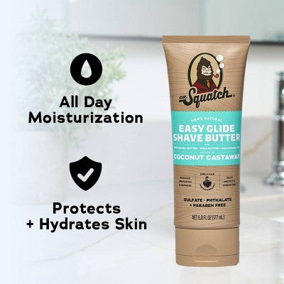 DR. SQUATCH Men's Natural Shave Butter Coconut Castaway 6 fl oz - Imperfect Container