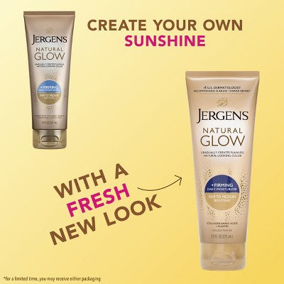 Jergens Natural Glow Skin Firming Moisturizer + Sunless Self Tanning Lotion Fair to Medium 7.5 fl oz - New