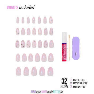 Kiss Glam Jeweled Press-On Fake Nails Medium Almond Breeze of Bliss 35ct - Imperfect Box