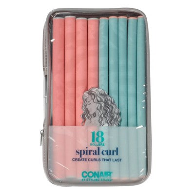 Conair Heatless Spiral Rollers Coral & Teal 18pcs - Imperfect Box