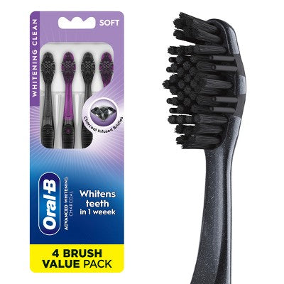 Oral-B Charcoal Toothbrush Soft 4ct - New