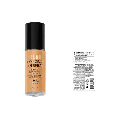 Milani Conceal + Perfect 2-in-1 Foundation + Concealer 06A Deep Beige 1 fl oz - Imperfect Container