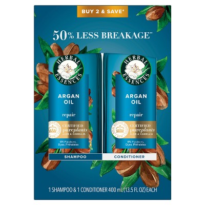 Herbal Essences Pure Plants Blend Argan Oil Repairing Color-Safe Shampoo/Conditioner Dual Pack 13.5 fl oz/2ct - Imperfect Box