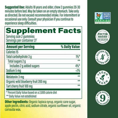 MegaFood 3mg Melatonin Gummies for Adults Sleep Gummies Berry 54ct - New