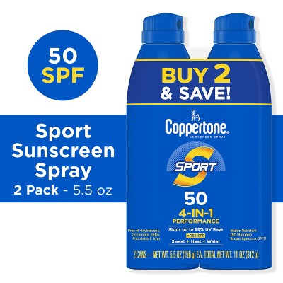 Coppertone Sport Sunscreen Spray SPF 50 11oz Twin Pack - New