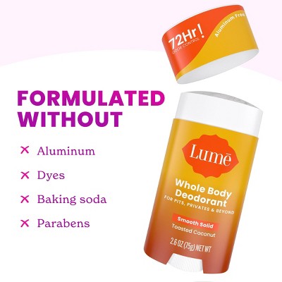 Lume Whole Body Women's Smooth Solid Deodorant Toasted Coconut Scent 2.6oz - New
