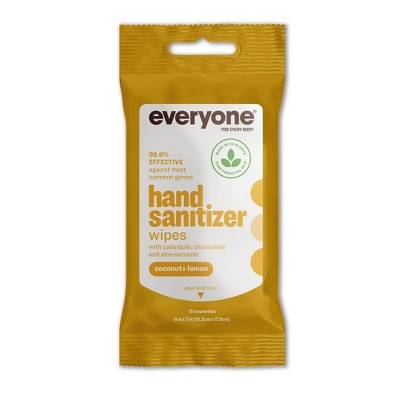 Everyone Hand Sanitizer Wipes Coconut Lemon 15ct/6pk - New