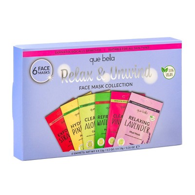 Que Bella Relax & Unwind Face Mask Collection 6pc - Missing Box