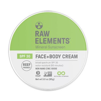 Raw Elements Face and Body Mineral Sunscreen Tin SPF 30 3oz - Imperfect Container