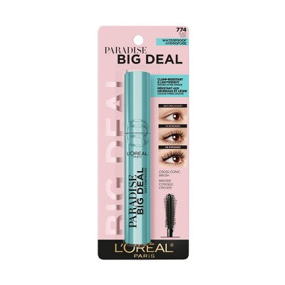 L'Oreal Paris Paradise Big Deal Volumizing and Lengthening Mascara Waterproof Black 0.33 fl oz - New