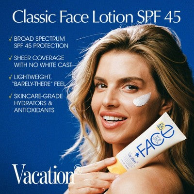 Vacation Sunscreen Classic Face Lotion SPF 45 3 fl oz - Imperfect Container