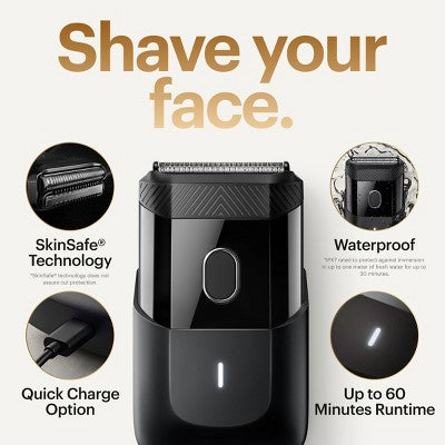 MANSCAPED The Handyman Compact Face Shaver, Portable SkinSafe Men's Travel Facial Hair Electric Razor - Imperfect Box