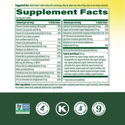 MegaFood Mens Multivitamin, Multivitamin for Men 40+ Immune Support, Vegetarian Tablets - 30ct: Non-GMO Project Verified