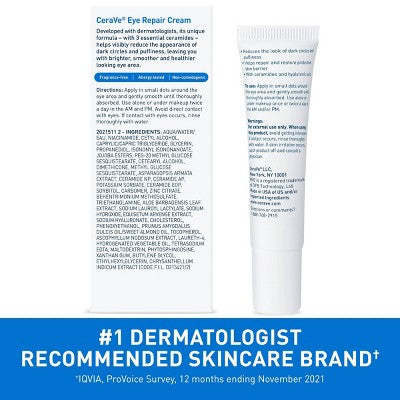 CeraVe Under Eye Cream Repair for Dark Circles and Puffiness .5oz - Missing Box