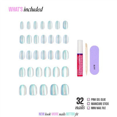 Kiss Glam Embellished Press-On Fake Nails Short Round Celestique 35ct - Imperfect Box