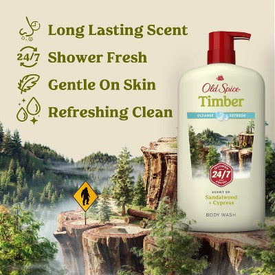 Old Spice Men's Body Wash Timber with Sandalwood 30 fl oz - Imperfect Container