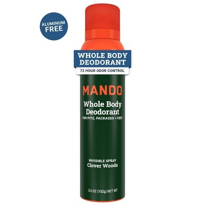 Mando Whole Body Men's Invisible Spray Deodorant Clover Woods 3.6oz - Imperfect Container