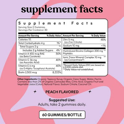 Lemme Glow Collagen Gummies Peach Flavored 60ct - Imperfect Container