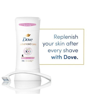Dove Beauty Advanced Care Clear Finish 72-Hour Women's Antiperspirant & Deodorant Stick 2.6oz - Imperfect Container
