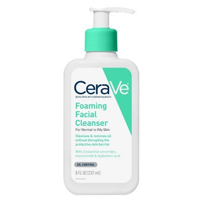 CeraVe Foaming Face Wash with Hyaluronic Acid and Niacinamide 8 fl oz - Imperfect Container