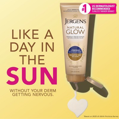 Jergens Natural Glow Skin Firming Moisturizer/Sunless Self Tanning Medium To Tan 7.5 fl oz - Imperfect Container