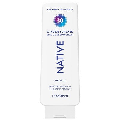 Native Mineral Sunscreen with Zinc Oxide Unscented SPF 30 7oz - Imperfect Container