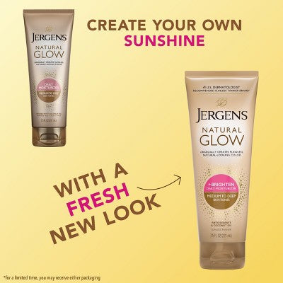 Jergens Glow Daily Moisturizer + Sunless Self Tanner Tanning Lotion Medium To Tan 7.5 fl oz - Imperfect Container