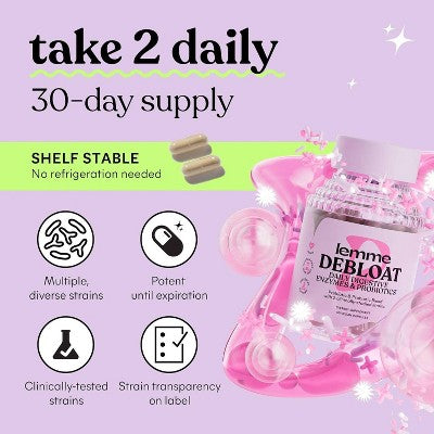 Lemme Debloat Daily Digestive Capsules 60ct - New