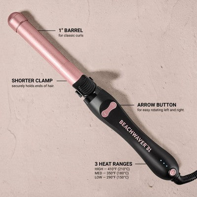 BEACHWAVER Co. B1 Rotating Curling Iron Midnight Rose 1" - Imperfect Box