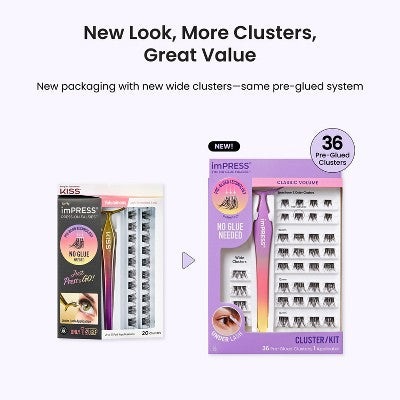 Impress Pre-Glued Lash Clusters Kit Classic Volume False Eyelashes 37ct - Imperfect Box