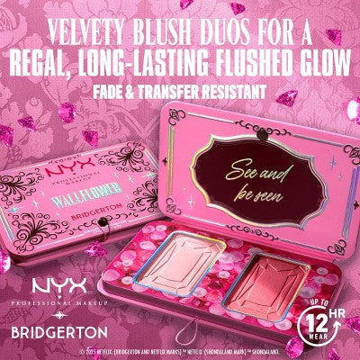 NYX Professional Makeup Bridgerton Royal Blush Buttermelt Blush Palette Wallflower 1 kit - Imperfect Container