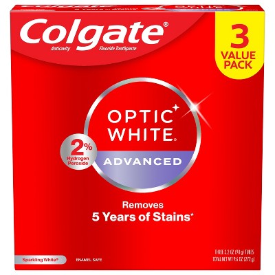 Colgate Optic White Whitening Toothpaste Sparkling White 3.2oz/3pk - Imperfect Box