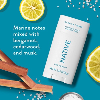 Native Solid Deodorant for Men & Women Ocean & Timber  Aluminum-Free 2.65oz - New