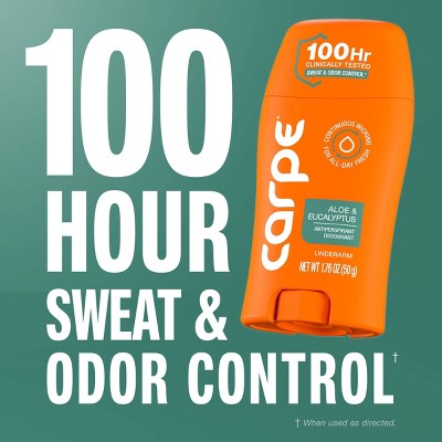 Carpe Men's 100HR Sweat & Odor Control Antiperspirant Deodorant Aloe & Eucalyptus 1.76oz - Imperfect Container