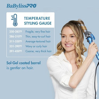 BaBylissPRO Nano Titanium Spring Curling Iron Blue 1.5" - Imperfect Box