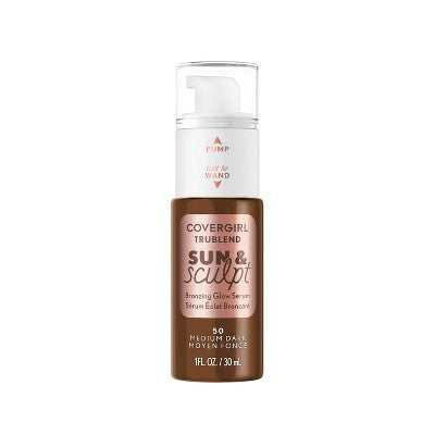 COVERGIRL TruBlend Sun & Sculpt Bronzing Glow Serum 50 Medium Dark 1 fl oz - Imperfect Container