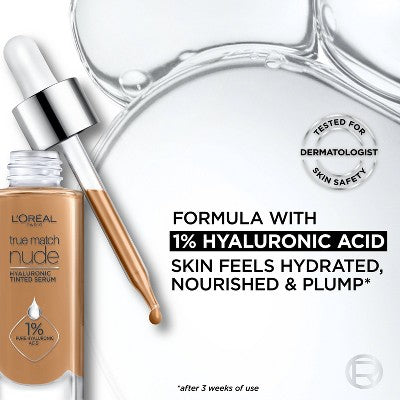 L'Oreal Paris True Match Hyaluronic Tinted Serum Skincare Hybrid 5-6 Medium-Tan 1 fl oz - New